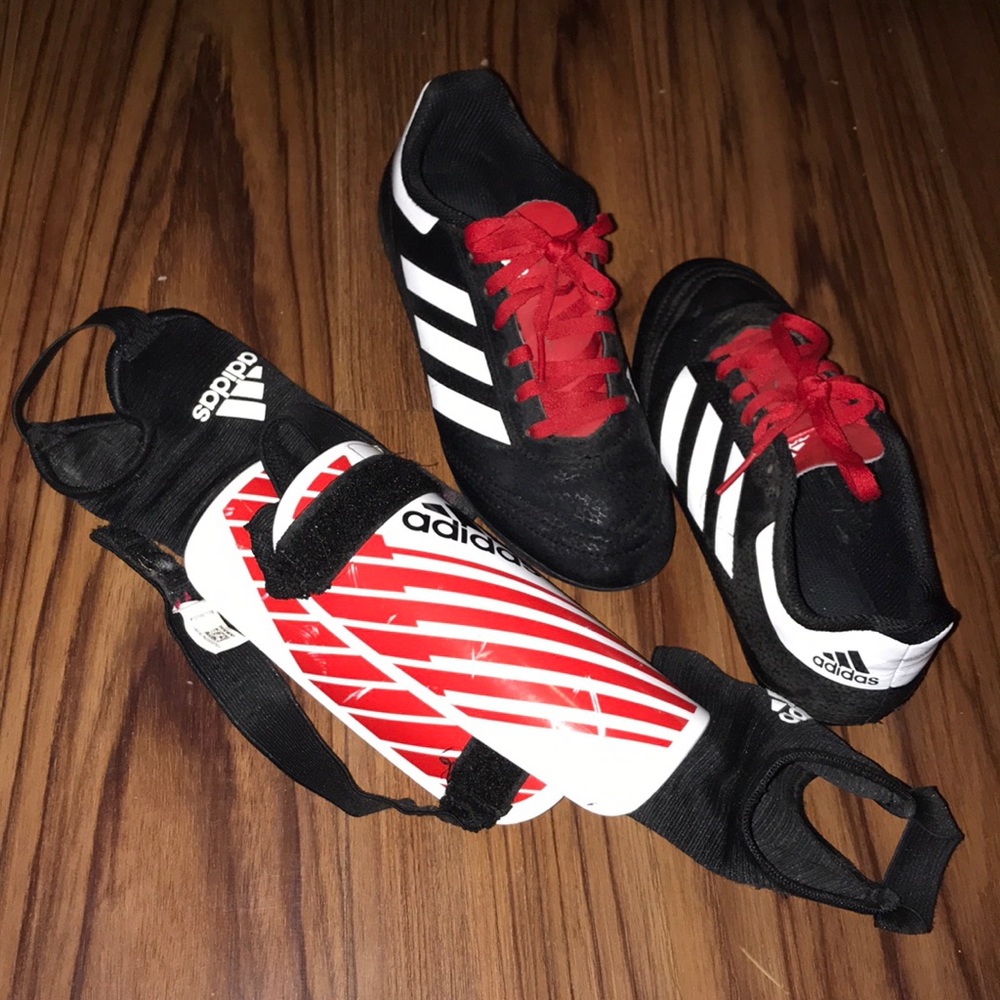 Soccer cleats and shin guards